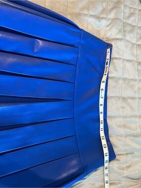 Alice + Olivia Electric Blue Faux Leather Pleated Skirt